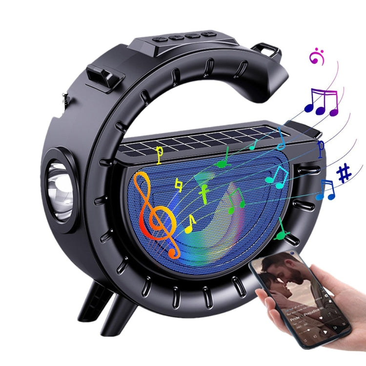 DV-800 G-shaped Colorful Atmosphere Light Flashlight Solar Wireless Bluetooth Speaker