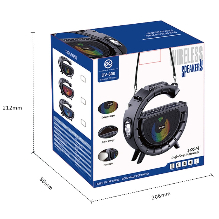 DV-800 G-shaped Colorful Atmosphere Light Flashlight Solar Wireless Bluetooth Speaker
