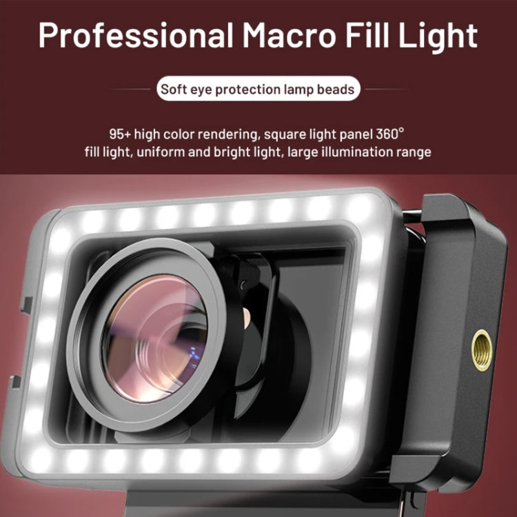 APEXEL 15X  Macro Lens With LED Fill Light Phone Holder Clamp