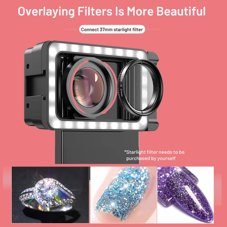 APEXEL 15X  Macro Lens With LED Fill Light Phone Holder Clamp