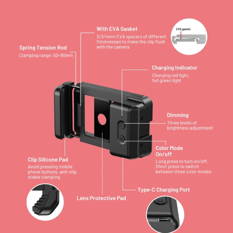 APEXEL 15X  Macro Lens With LED Fill Light Phone Holder Clamp