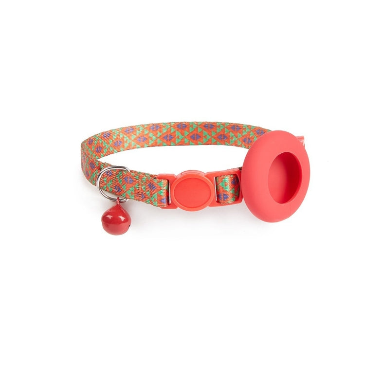 For AirTag Pet Collar Holder Print Design Case with Bell and Safety Buckle