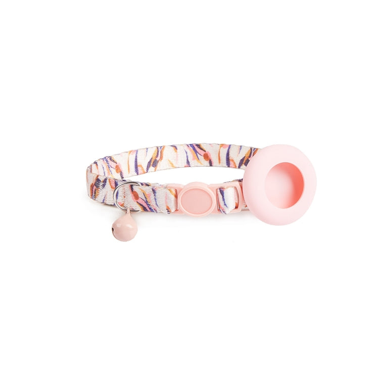 For AirTag Pet Collar Holder Print Design Case with Bell and Safety Buckle