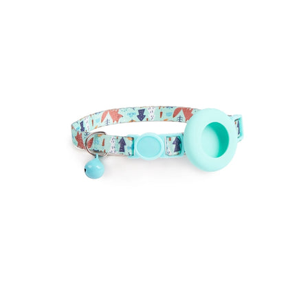 For AirTag Pet Collar Holder Print Design Case with Bell and Safety Buckle