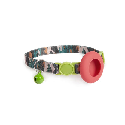 For AirTag Pet Collar Holder Print Design Case with Bell and Safety Buckle