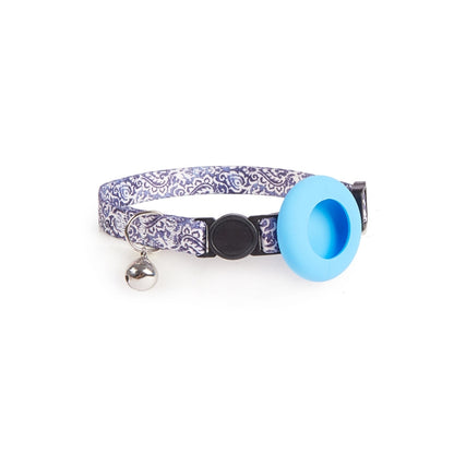 For AirTag Pet Collar Holder Print Design Case with Bell and Safety Buckle