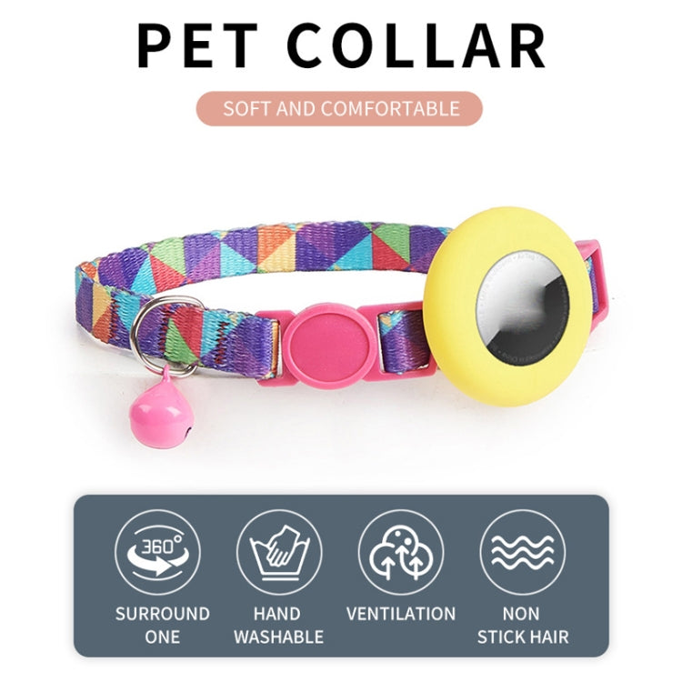 For AirTag Pet Collar Holder Print Design Case with Bell and Safety Buckle