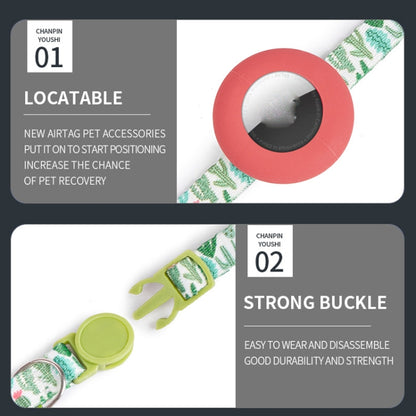 For AirTag Pet Collar Holder Print Design Case with Bell and Safety Buckle