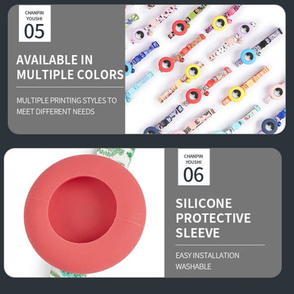 For AirTag Pet Collar Holder Print Design Case with Bell and Safety Buckle