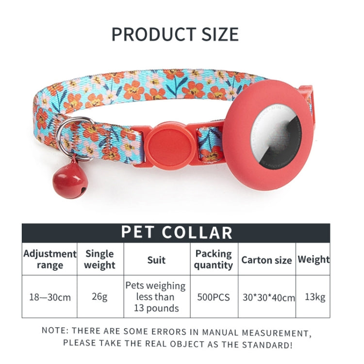 For AirTag Pet Collar Holder Print Design Case with Bell and Safety Buckle