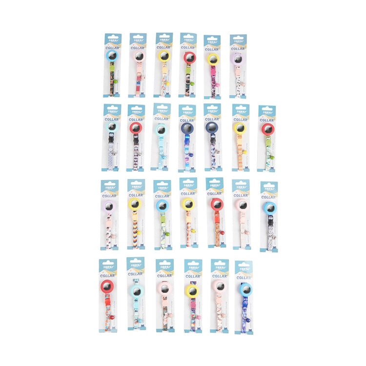 For AirTag Pet Collar Holder Print Design Case with Bell and Safety Buckle