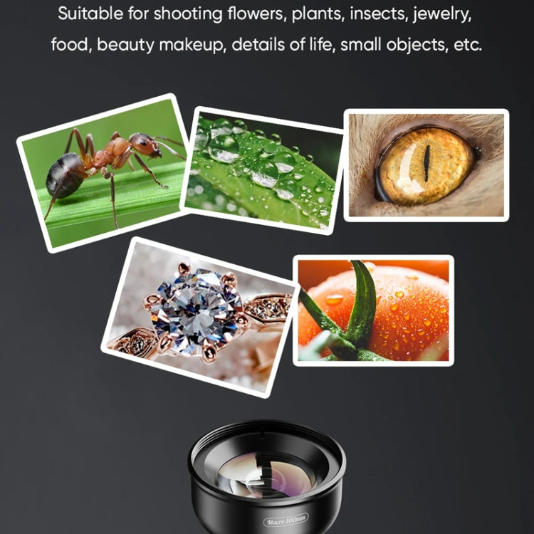 APEXEL 4K HD 100mm Macro Lens With LED Fill Light Set for Smartphones