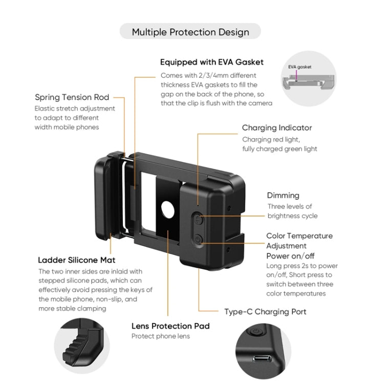 APEXEL 4K HD 100mm Macro Lens With LED Fill Light Set for Smartphones