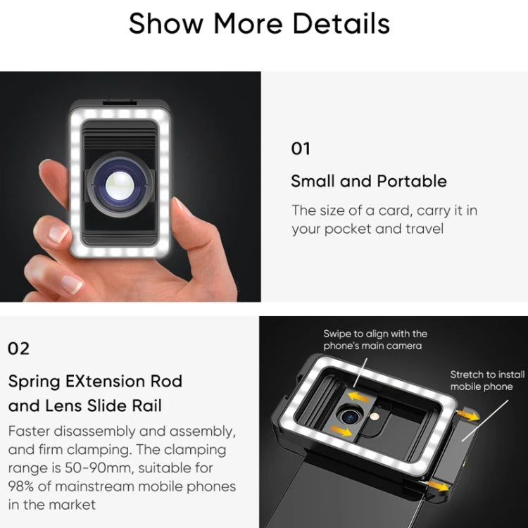 APEXEL 4K HD 100mm Macro Lens With LED Fill Light Set for Smartphones