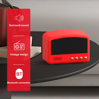 BT11-D Mini Card USB Flash Drive FM Radio Retro Wireless Bluetooth Speaker, Pearwood, Red, Pink, Blue