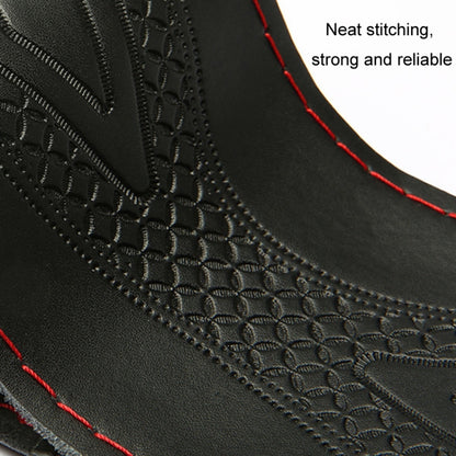 Four-Season Embossed Hand-Sewn Cowhide Steering Wheel Cover, 38cm