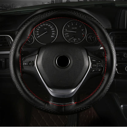 Four-Season Embossed Hand-Sewn Cowhide Steering Wheel Cover, 38cm