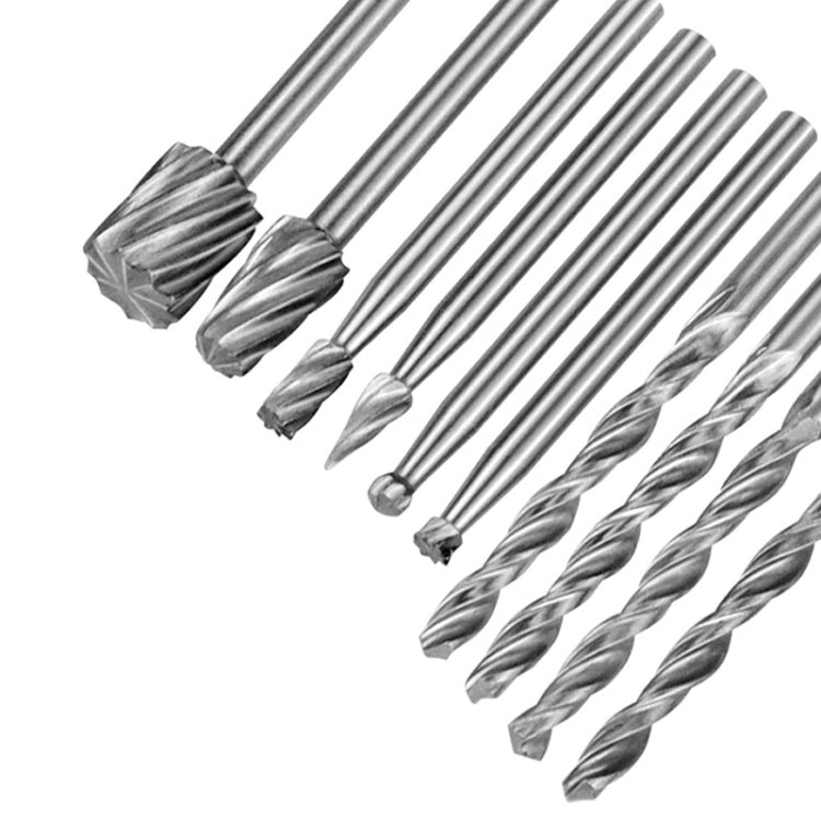 Electric Grinding Locator With 4 Twist Drill + 6 Rotary File Milling Cutter Woodwork Tool for Dremel, 11pcs /Set