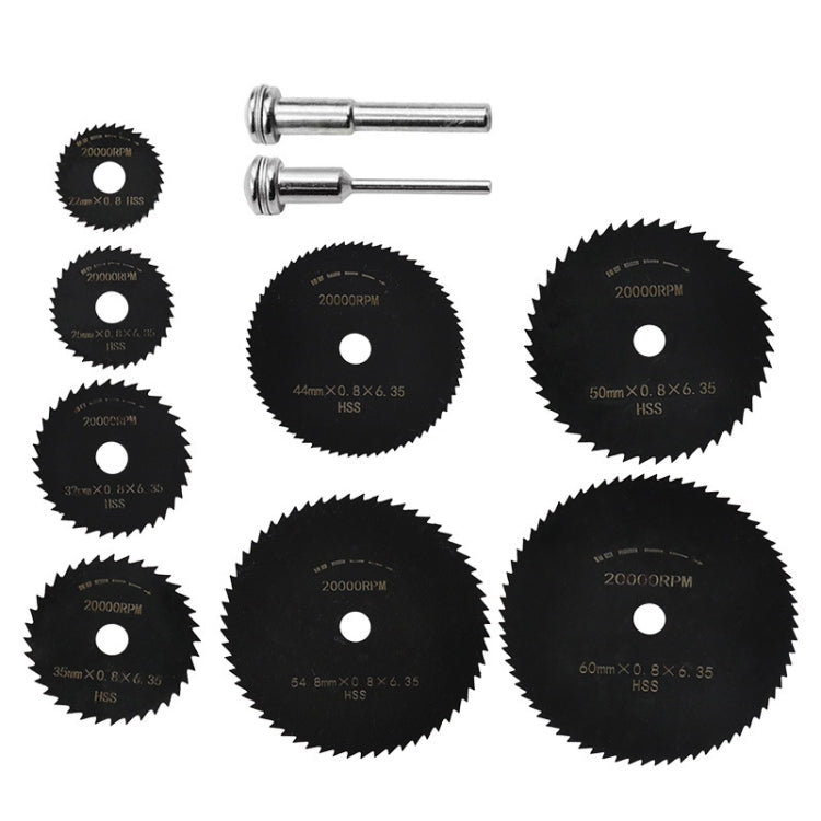 10pcs /Set High-Speed Steel Cutting Blade Multi-Size Cutting Wood PVC Electric Grinder Saw Blade Tool With 3.17mm+6mm Pole