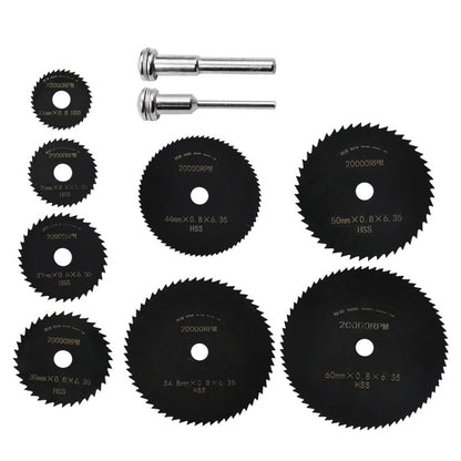 10pcs /Set High-Speed Steel Cutting Blade Multi-Size Cutting Wood PVC Electric Grinder Saw Blade Tool With 3.17mm+6mm Pole