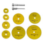10pcs /Set High-Speed Steel Cutting Blade Multi-Size Cutting Wood PVC Electric Grinder Saw Blade Tool With 3.17mm+6mm Pole, Black, Gold, Silver