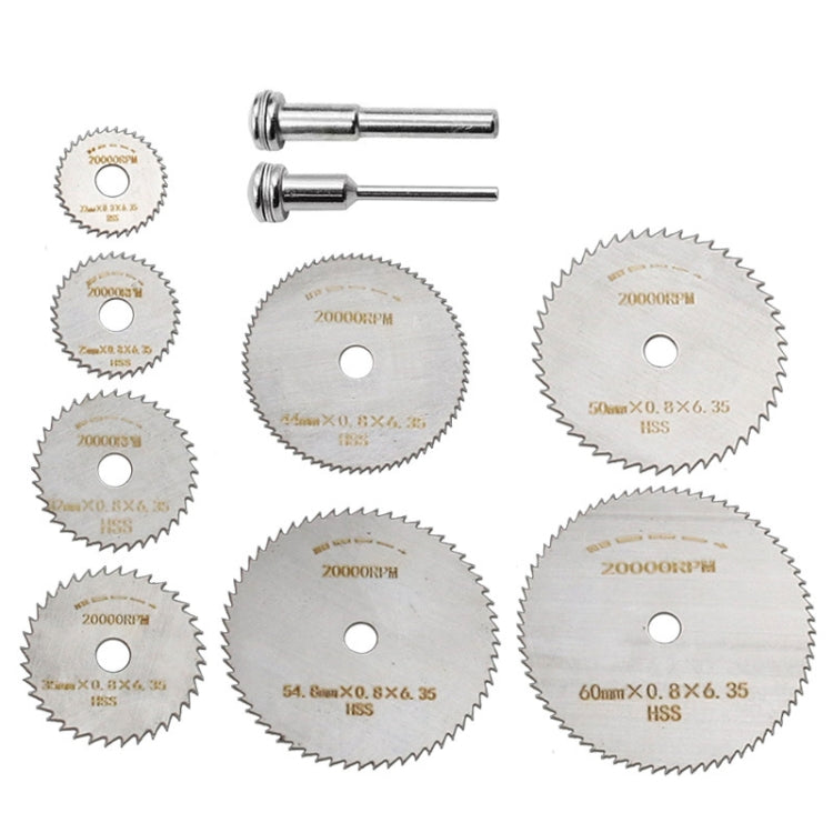 10pcs /Set High-Speed Steel Cutting Blade Multi-Size Cutting Wood PVC Electric Grinder Saw Blade Tool With 3.17mm+6mm Pole