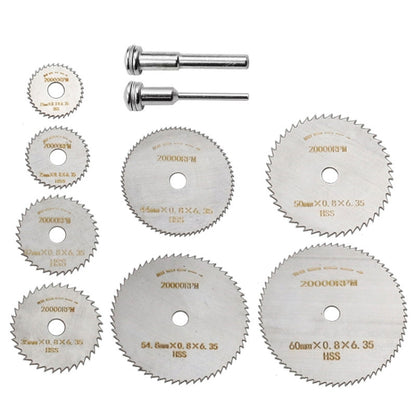 10pcs /Set High-Speed Steel Cutting Blade Multi-Size Cutting Wood PVC Electric Grinder Saw Blade Tool With 3.17mm+6mm Pole