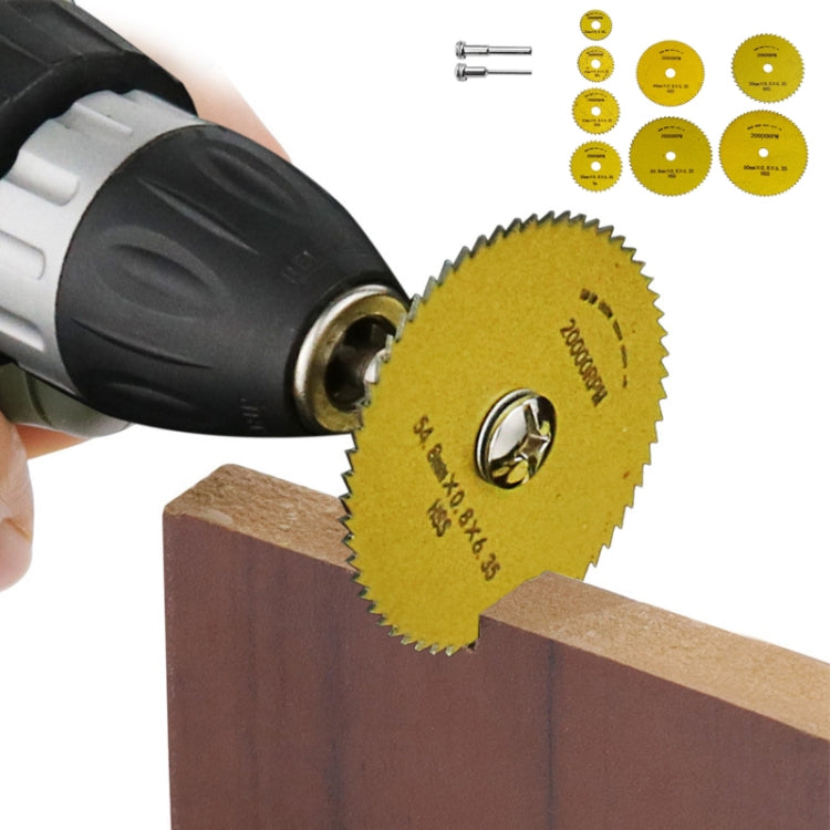 10pcs /Set High-Speed Steel Cutting Blade Multi-Size Cutting Wood PVC Electric Grinder Saw Blade Tool With 3.17mm+6mm Pole, Black, Gold, Silver