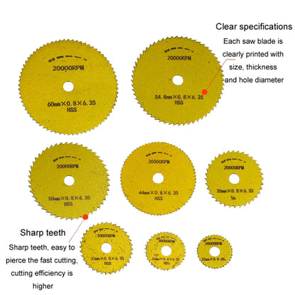 10pcs /Set High-Speed Steel Cutting Blade Multi-Size Cutting Wood PVC Electric Grinder Saw Blade Tool With 3.17mm+6mm Pole