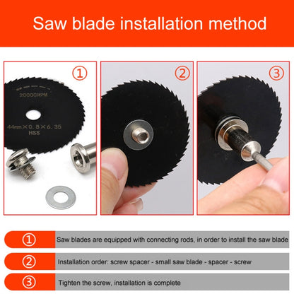 10pcs /Set High-Speed Steel Cutting Blade Multi-Size Cutting Wood PVC Electric Grinder Saw Blade Tool With 3.17mm+6mm Pole, Black, Gold, Silver