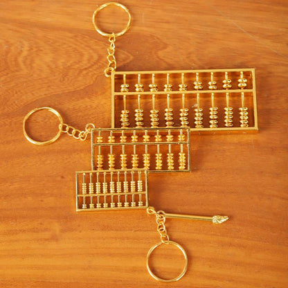 Zinc Alloy Gold Plated Daily Charm Abacus Keychain, 4cm With Pen, 6cm With Keychain, 9cm with Keychain