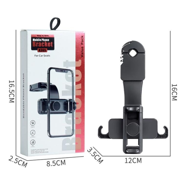 Car Rear Seat Headrest Multifunctional Rotating Telescopic Cell Phone Holder Hooks