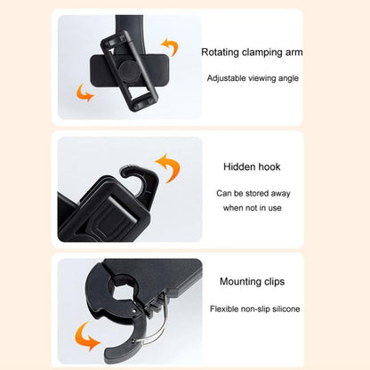 Car Rear Seat Headrest Multifunctional Rotating Telescopic Cell Phone Holder Hooks
