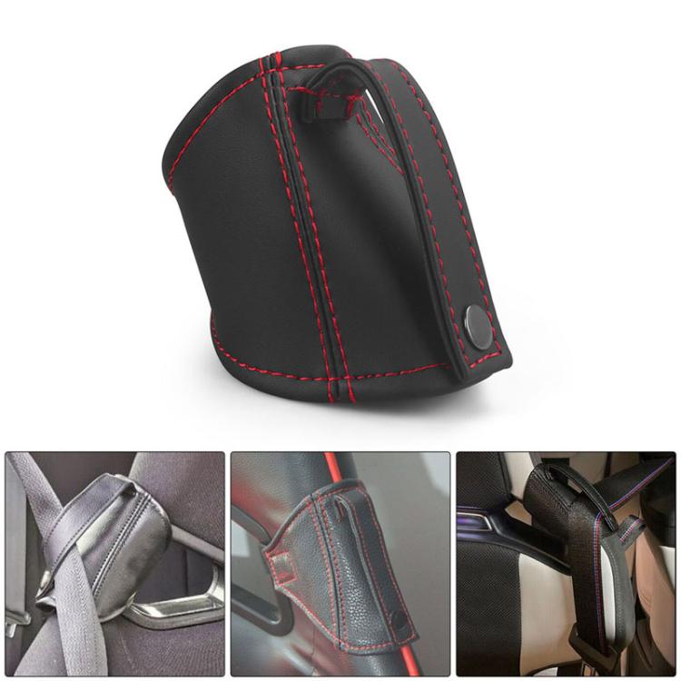 Car Seat Safety Belt Buckle Racing Car Seat Belt Limiter Guard, Leather Red Line, Leather Blue Line, Leather Black Line, Fleece Red, Fleece Black