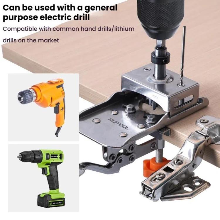 RUITOOL Stainless Steel Hinge Puncher Locator Adjustable Margin Quick Jig Woodworking Closet Door Hinge Punching Tool