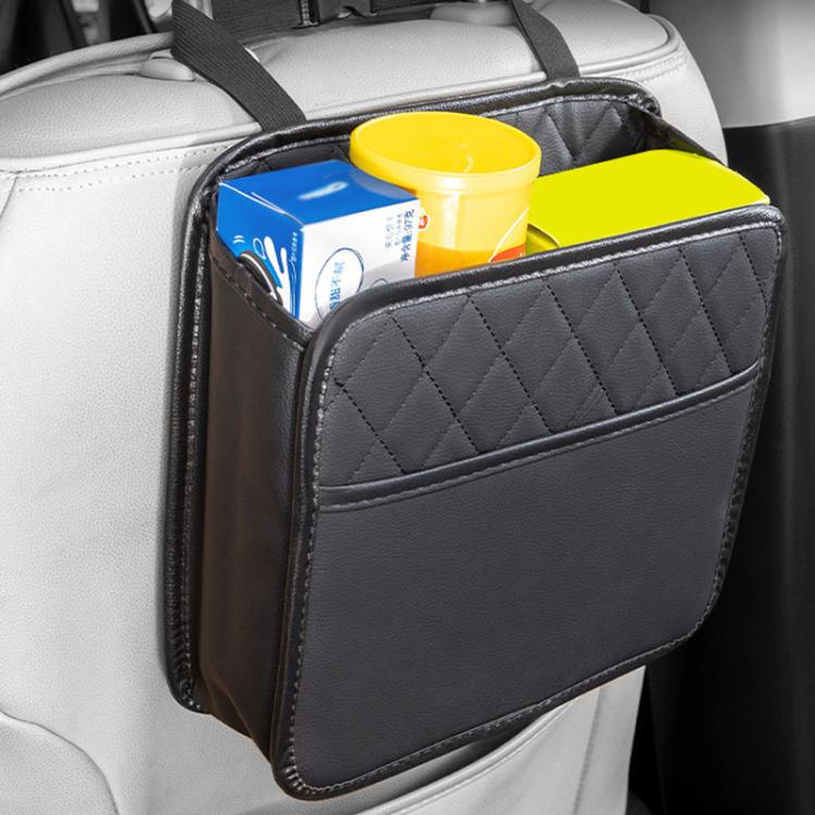 Multifunctional Car Seat Back Storage Bag Car Leather Trash Can Decoration Products