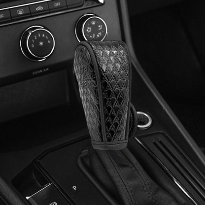 Peacock Pattern Leather Car Gear Shift Protective Cover, Sticky Type Automatic Gear, Zipper Type Manual Gear