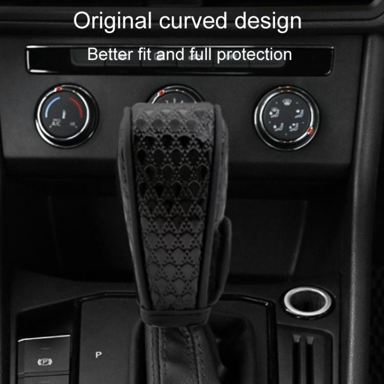 Peacock Pattern Leather Car Gear Shift Protective Cover, Sticky Type Automatic Gear, Zipper Type Manual Gear