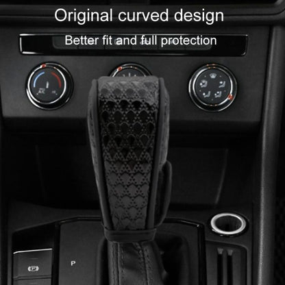 Peacock Pattern Leather Car Gear Shift Protective Cover, Sticky Type Automatic Gear, Zipper Type Manual Gear