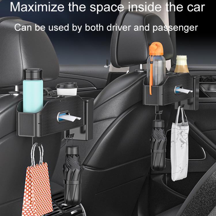 Car Seat Back Multifunctional Storage Box Pouch Phone Holder, Carbon Fiber Pattern, Black Leather, Brown Leather, Beige Leather