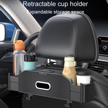 Car Seat Back Multifunctional Storage Box Pouch Phone Holder, Carbon Fiber Pattern, Black Leather, Brown Leather, Beige Leather