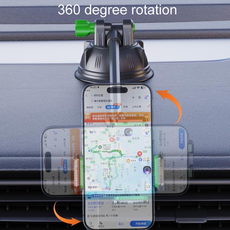 Extended Bendable Hose Car Phone Holder Windshield Dashboard Large Suction Cup Navigation Bracket