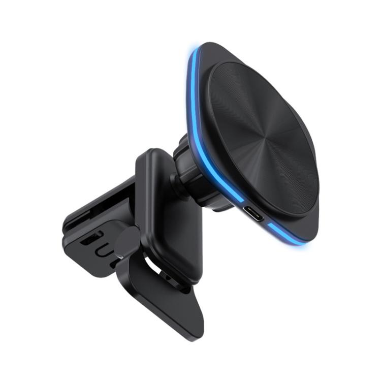 For IPhone 12-16 Cell Phone Car Magnetic Wireless Charger Car Air Vent Holder Fast Charger, Blue Light (White), Blue Light (Black), RGB Light (White), RGB Light (Black)