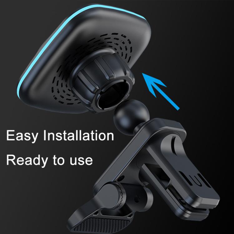 For IPhone 12-16 Cell Phone Car Magnetic Wireless Charger Car Air Vent Holder Fast Charger, Blue Light (White), Blue Light (Black), RGB Light (White), RGB Light (Black)