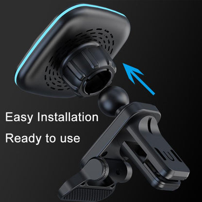For IPhone 12-16 Cell Phone Car Magnetic Wireless Charger Car Air Vent Holder Fast Charger, Blue Light (White), Blue Light (Black), RGB Light (White), RGB Light (Black)