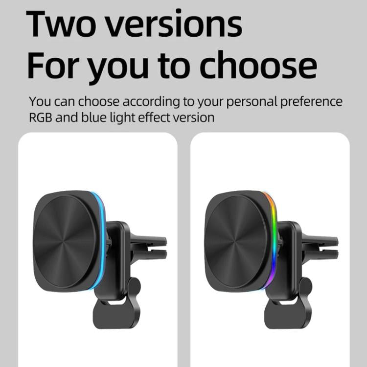 For IPhone 12-16 Cell Phone Car Magnetic Wireless Charger Car Air Vent Holder Fast Charger, Blue Light (White), Blue Light (Black), RGB Light (White), RGB Light (Black)