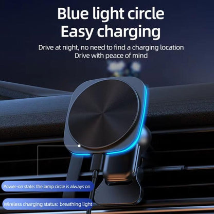 For IPhone 12-16 Cell Phone Car Magnetic Wireless Charger Car Air Vent Holder Fast Charger, Blue Light (White), Blue Light (Black), RGB Light (White), RGB Light (Black)