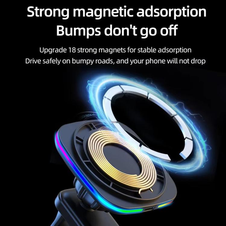 For IPhone 12-16 Cell Phone Car Magnetic Wireless Charger Car Air Vent Holder Fast Charger, Blue Light (White), Blue Light (Black), RGB Light (White), RGB Light (Black)
