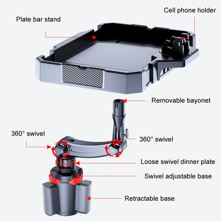 Car 360 Degree Rotating Dining Tray Auto Adjustable Cell Phone Holder, Small, Medium, Large
