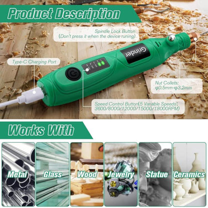 5-speed Mini Electric Grinder Micro Drill Metal Glass Ceramic Grinding Carving Cutting And Polishing Tools, 137pcs /Set, 26pcs /Set